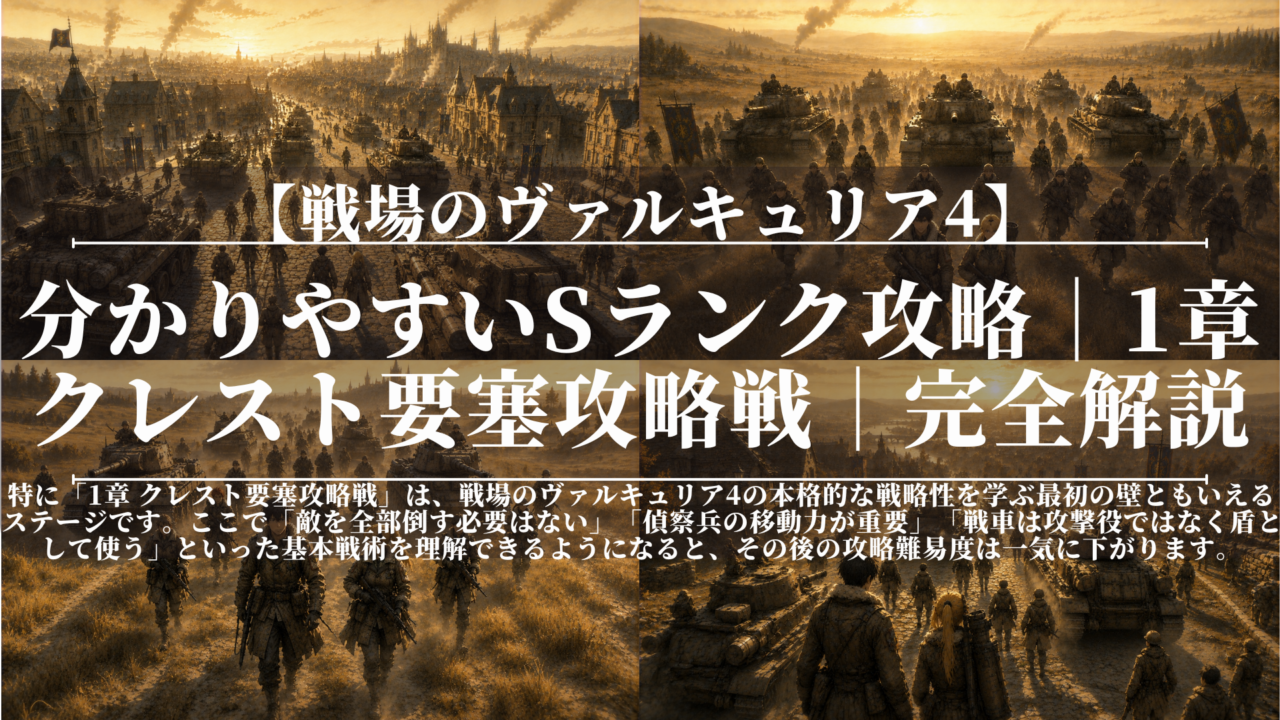 戦場のヴァルキュリア4｜分かりやすいSランク攻略｜1章クレスト要塞攻略戦｜完全解説