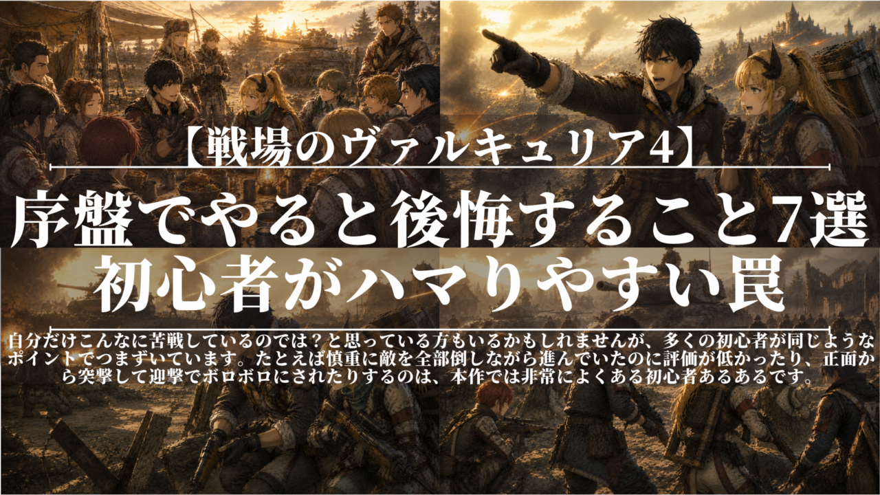 戦場のヴァルキュリア4｜序盤でやると後悔すること7選｜初心者がハマりやすい罠