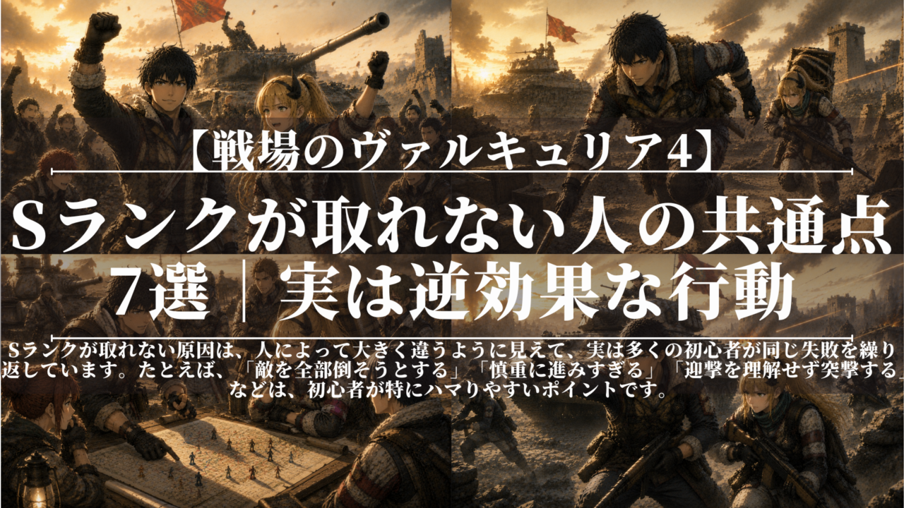 戦場のヴァルキュリア4｜Sランクが取れない人の共通点7選｜実は逆効果な行動