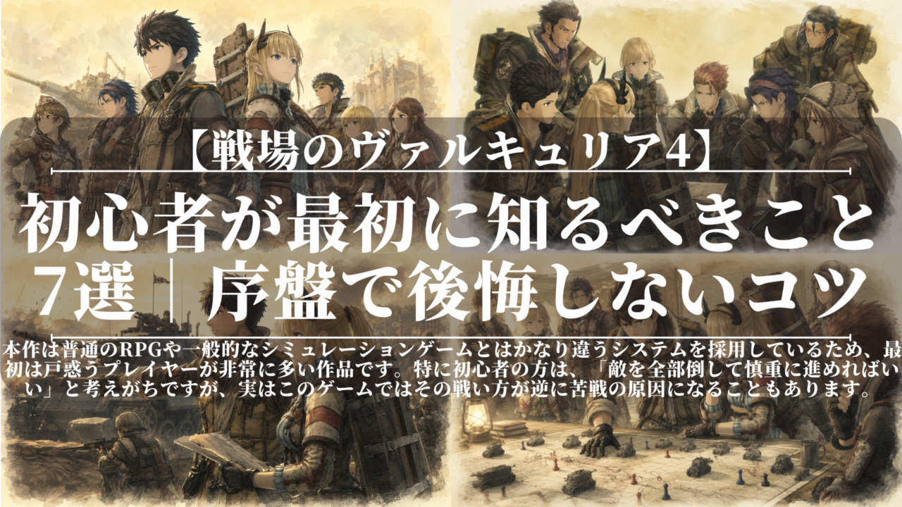 戦場のヴァルキュリア4｜初心者が最初に知るべきこと7選｜序盤で後悔しないコツ