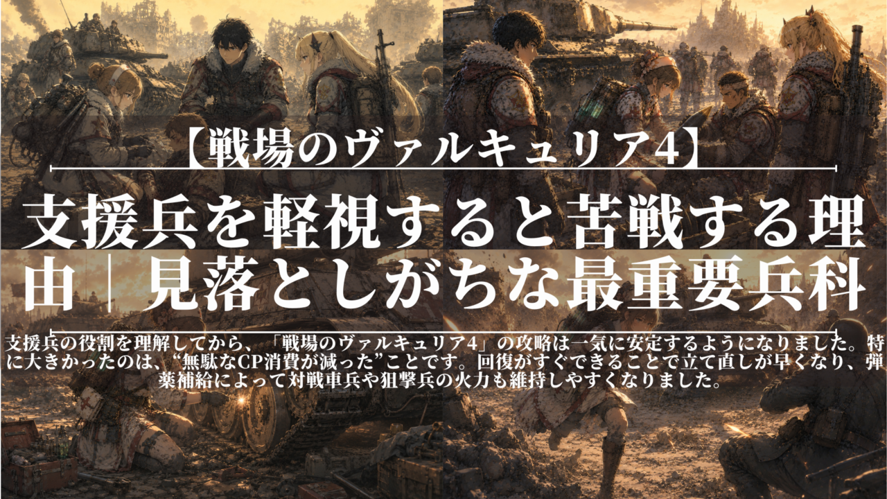 戦場のヴァルキュリア4｜支援兵を軽視すると苦戦する理由｜見落としがちな最重要兵科