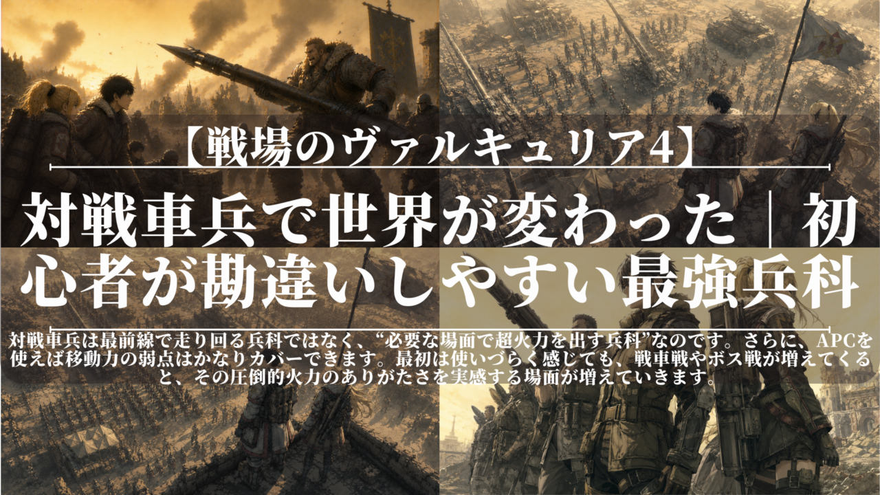 戦場のヴァルキュリア4｜対戦車兵で世界が変わった｜初心者が勘違いしやすい最強兵科