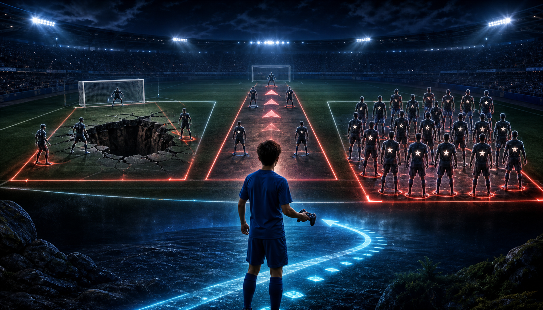 eFootball初心者が注意したい3つの罠を表すイメージ