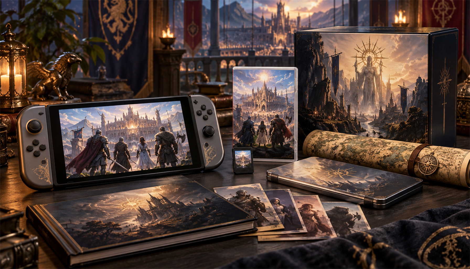 新作ゲームの発売を待つ幻想的な冒険者たちのイメージ