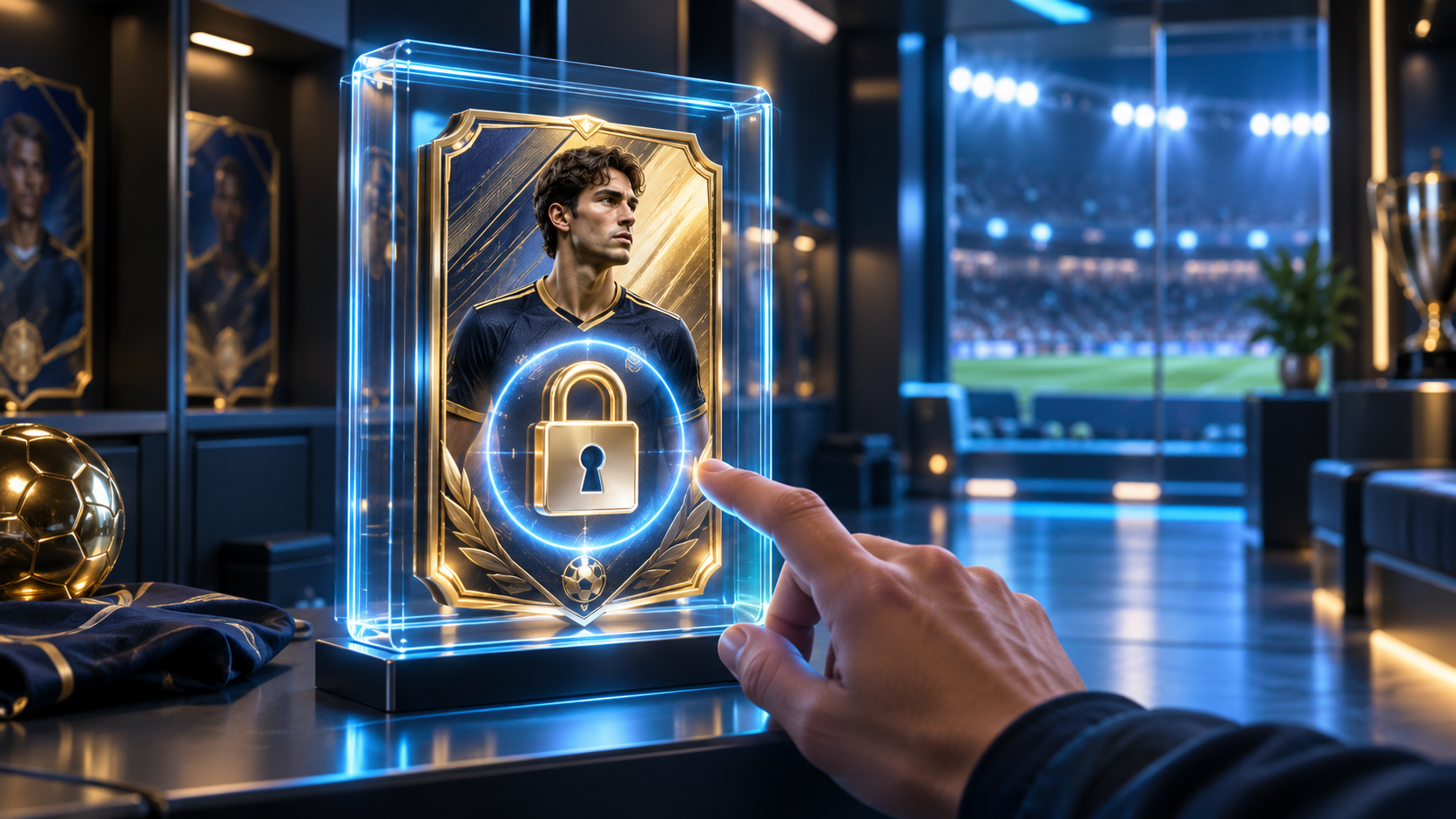 eFootballで大切な選手カードをロックするイメージ