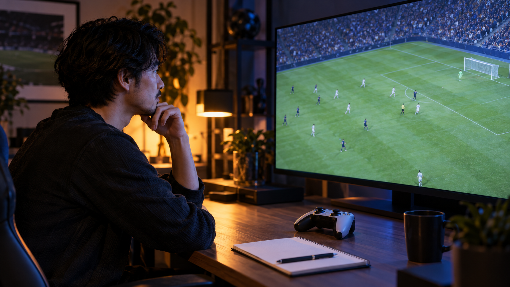 試合後にプレーを落ち着いて振り返るプレイヤー