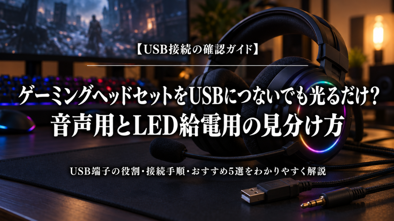 ゲーミングヘッドセットをUSBにつないでも光るだけ？音声用とLED給電用の見分け方