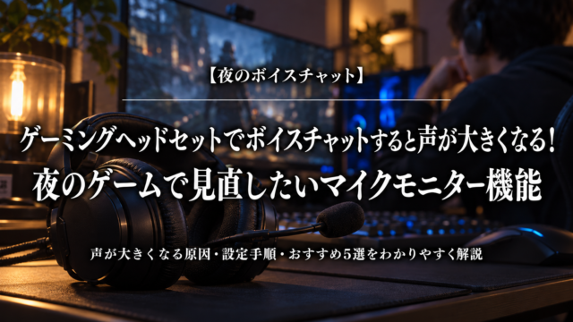 ゲーミングヘッドセットでボイスチャットすると声が大きくなる！夜のゲームで見直したいマイクモニター機能