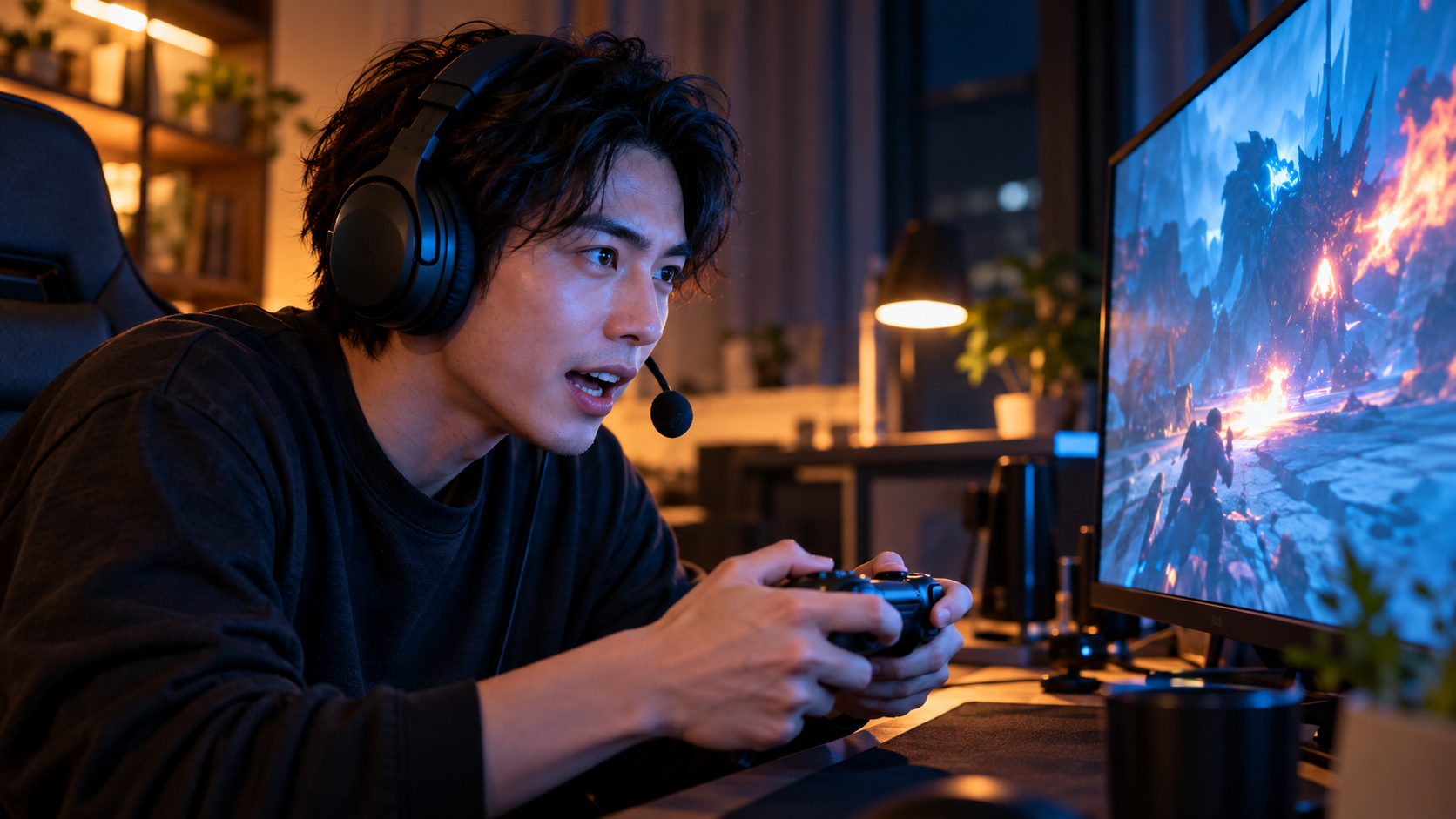 ゲームに夢中になってボイスチャットで声を出すプレイヤー