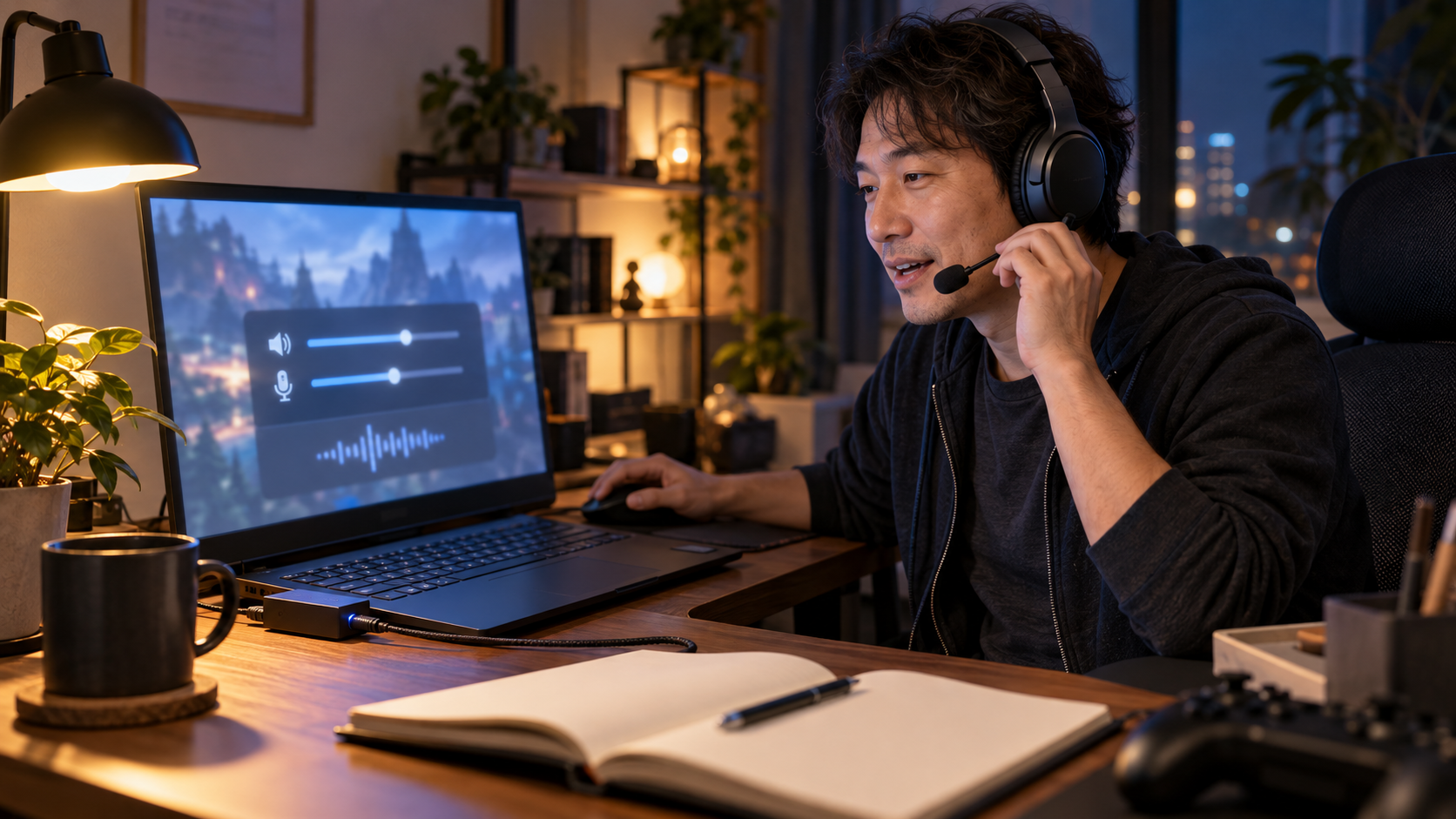 接続方法を確認してPCで音声再生とマイクのテストをするプレイヤー