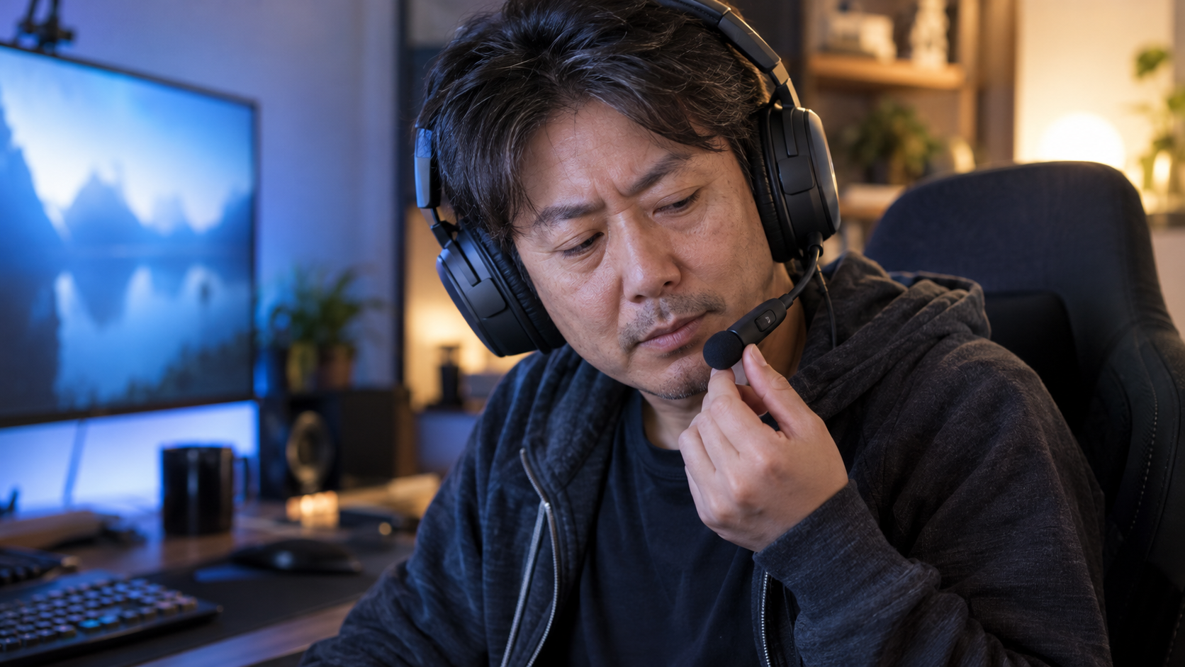 ヘッドセットのマイクミュートを確認するプレイヤー