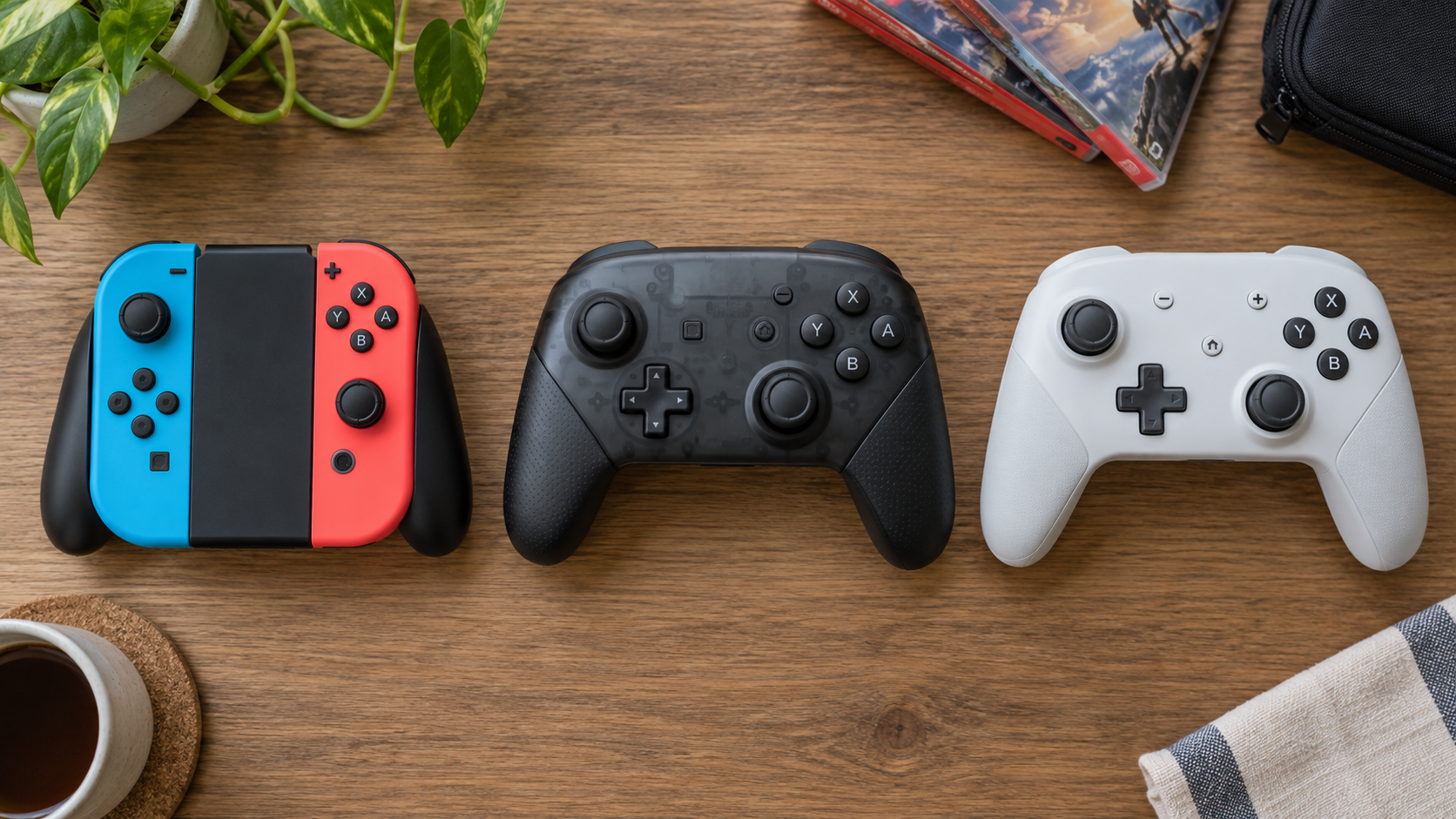 Joy-Con・純正Proコントローラー・他社製コントローラーを比較するイメージ