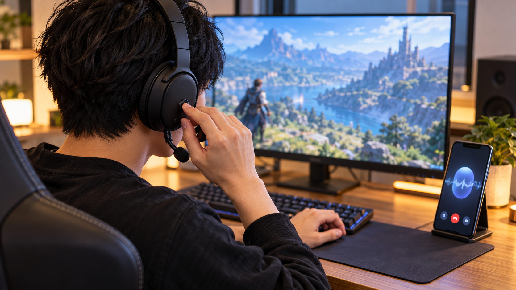 ゲーム音とスマホ通話の音量を確認するプレイヤーのイメージ
