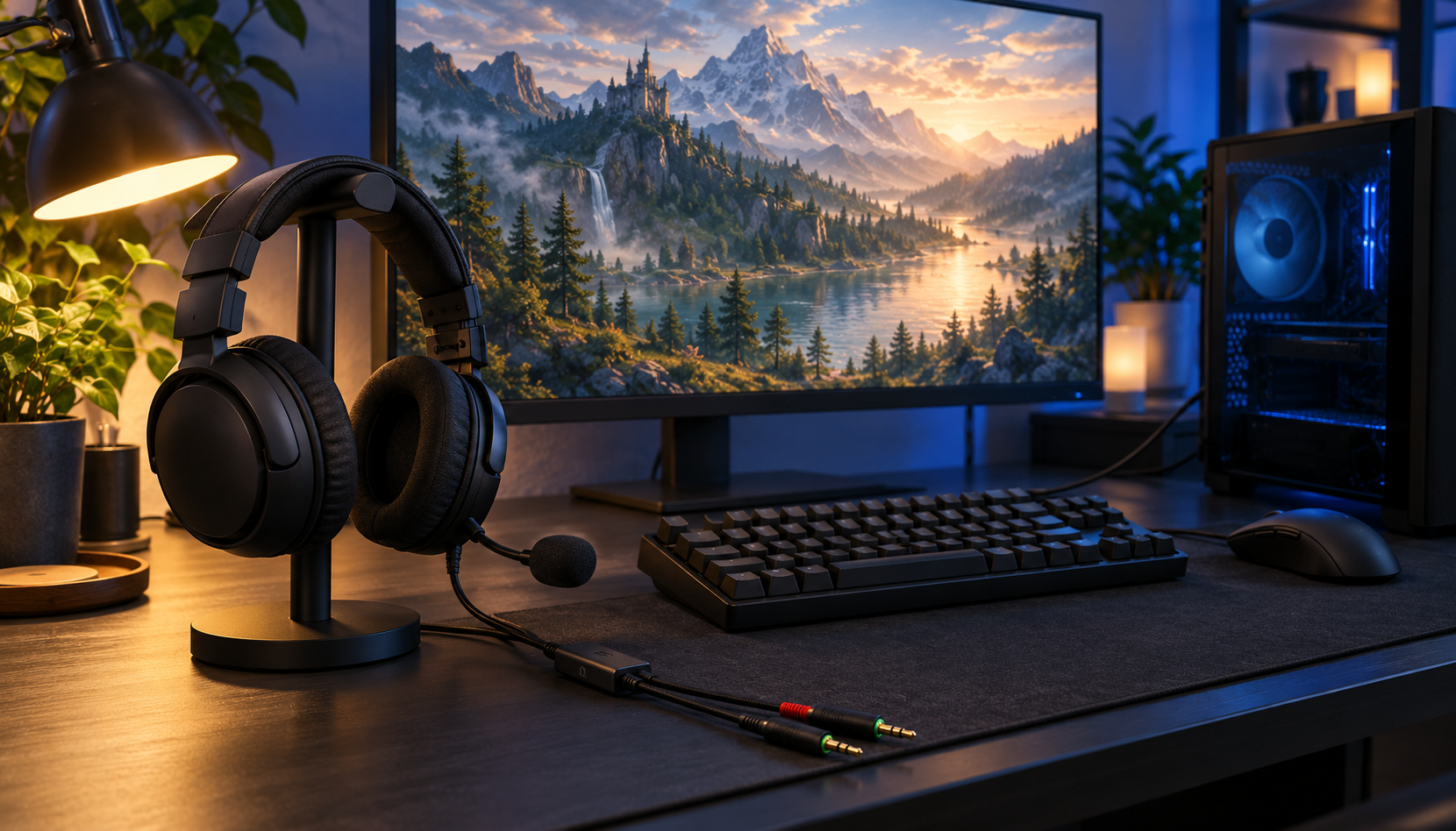 マイクの接続を整えてゲームを楽しめるようになったデスク環境