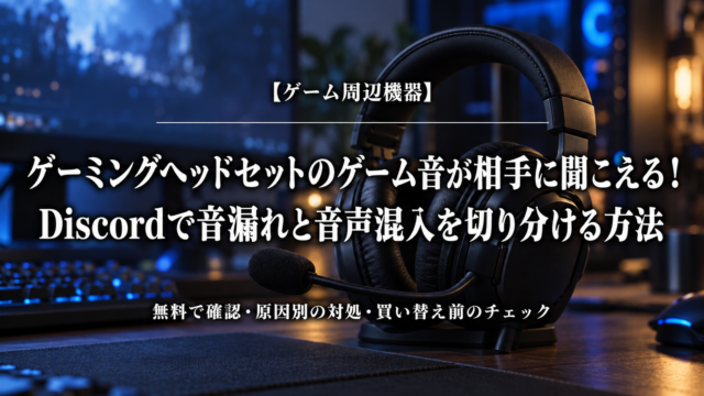 ゲーミングヘッドセットのゲーム音が相手に聞こえる！Discordで音漏れと音声混入を切り分ける方法
