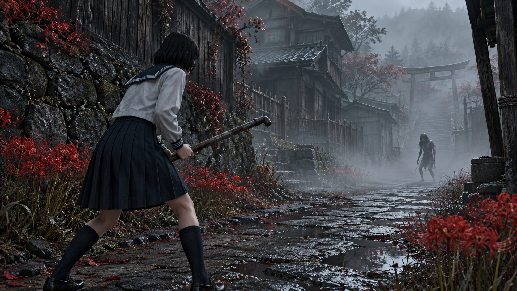 敵との距離を保ちながら、落ち着いて戦闘の立ち回りを見直す少女